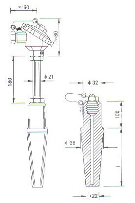 高(gao)溫高壓熱(re)電(dian)偶（熱(re)電(dian)阻(zu)）産品結構(gou)圖(tu)